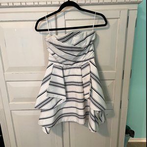 Strapless Ivory and Black Striped Dress